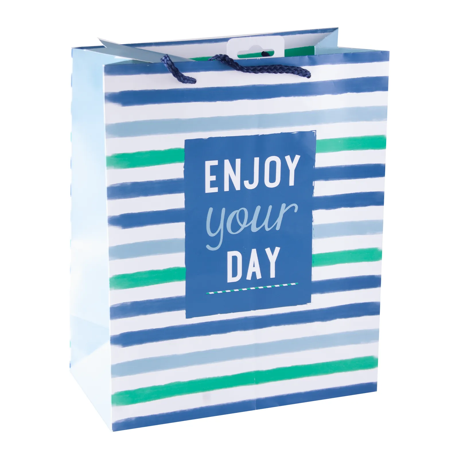 'Enjoy Your Day' Blue Stripe Gift Bag