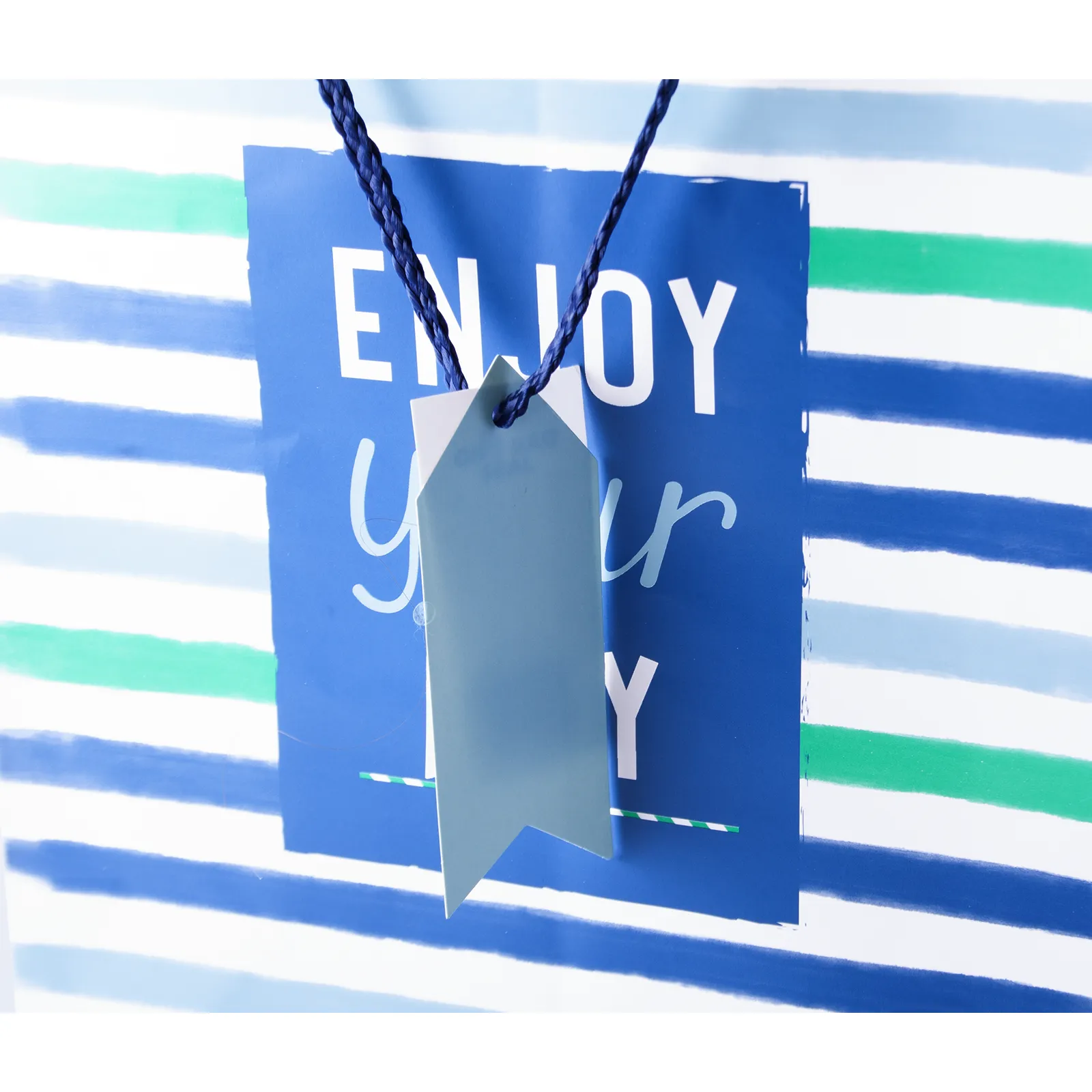 'Enjoy Your Day' Blue Stripe Gift Bag