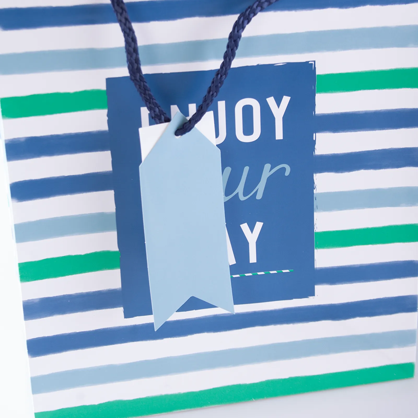 'Enjoy Your Day' Blue Stripe Gift Bag