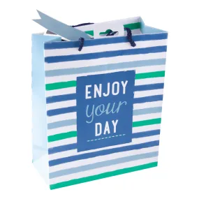 'Enjoy Your Day' Blue Stripe Gift Bag