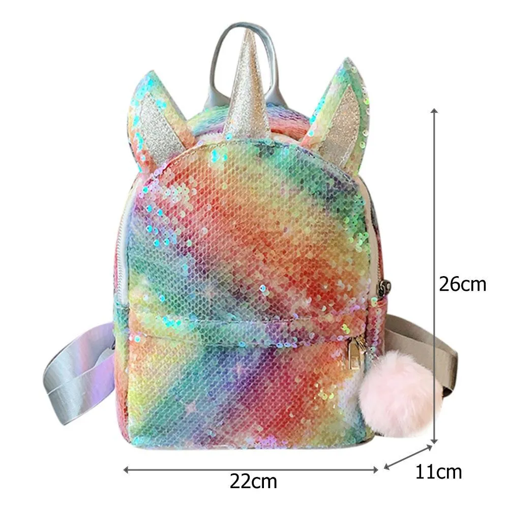 Fashion Wear-resistant Women's School Bag With Sequins Unicorn