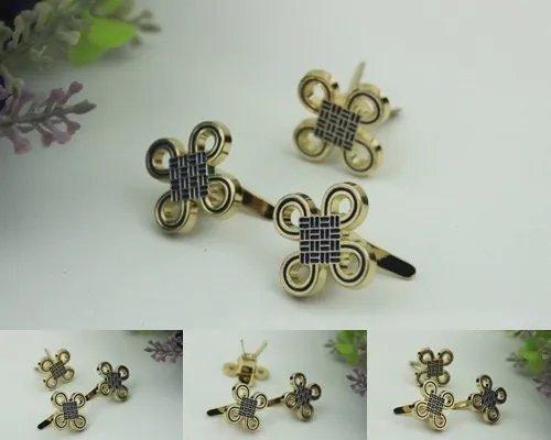 Flower Purse Label 1/10pcs Bag Hardware Charm Light Gold Handmade Purse Handbag Making Metal Decoration 19mm 3/4" Wholesale Supplies