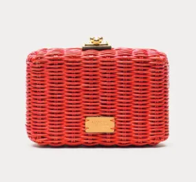 Frances Valentine Paige Wicker Box Clutch Red