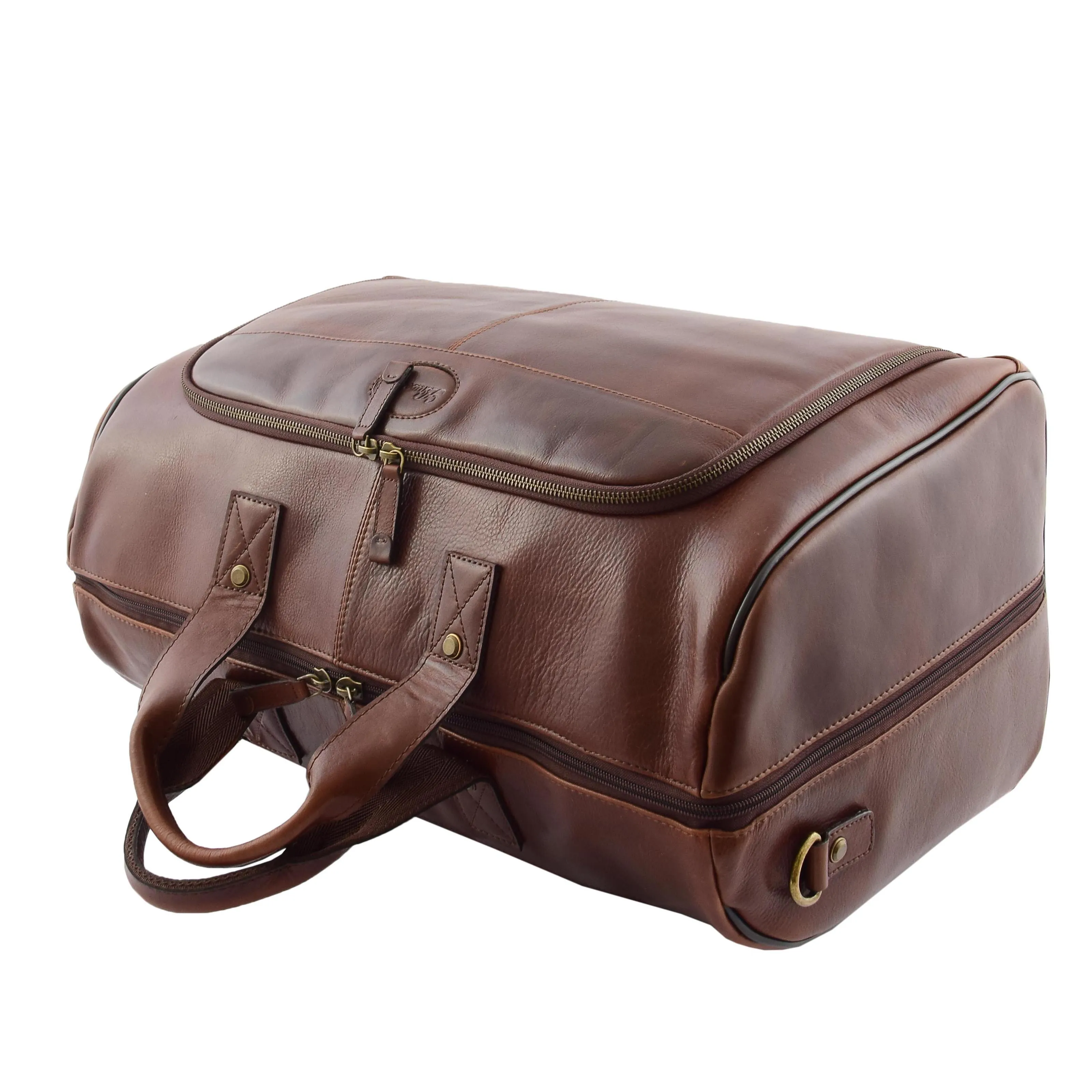 Genuine Leather Holdall Weekend Gym Business Travel Duffle Bag Ohio Brown