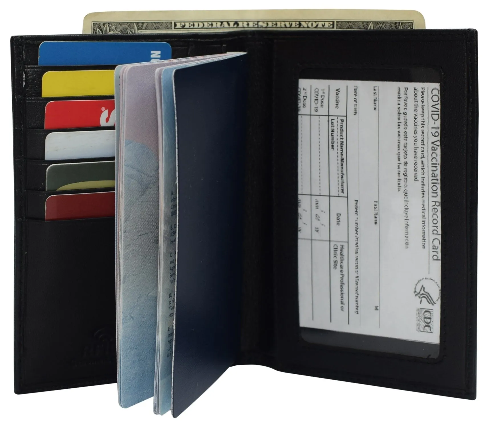 Genuine Leather Vaccination Passport Holder Cover Wallet RFID Blocking Vaccine Card Holder Passport Wallet