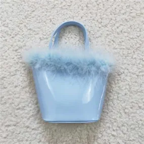 girls blue fur-trim bag BA0033