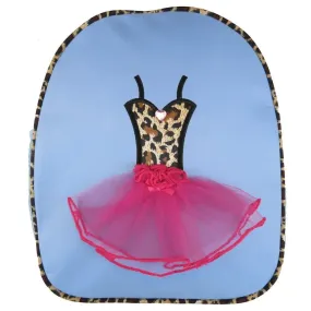 Girls Blue Pink Leopard Ballet Tutu Dress Detail Stylish Backpack