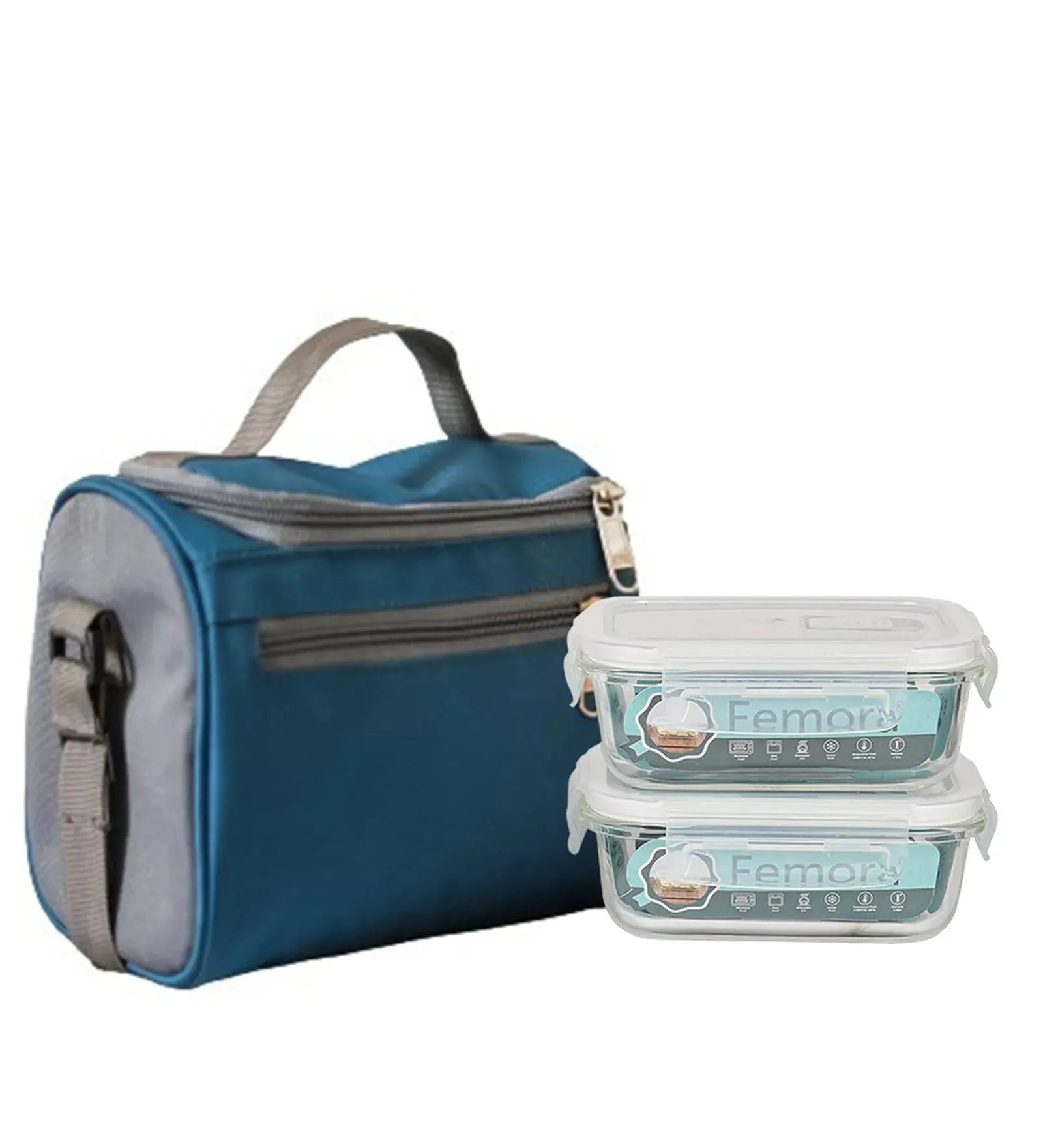 Glass Container Rectangular Lunch Box With Stylish Bag | Set of 2 | 400 ML