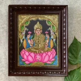 Goddess Laxmi 3D Tanjore Painting - Traditional Wall Art