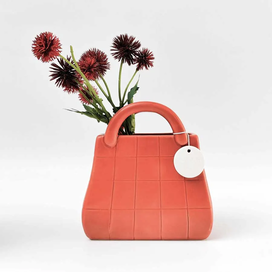 Handbag Planter / Vase - Red (16cm)