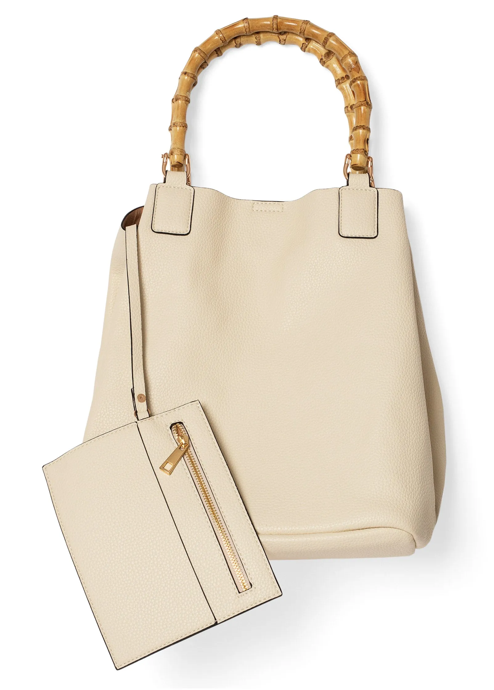 Handbag With Bamboo Handles - Off White