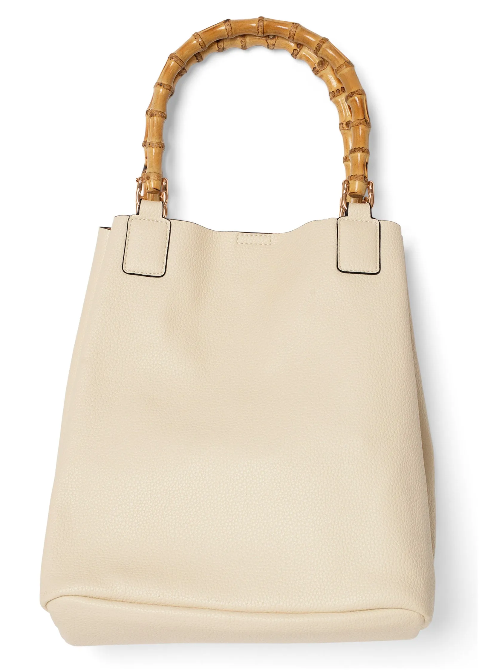 Handbag With Bamboo Handles - Off White