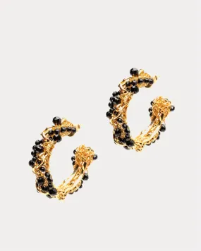 Hera Hoop Earring Gold Black