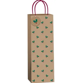 Holly Bottle Gift Bag