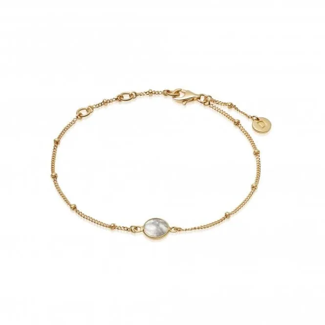 Howlite Healing Stone Bobble 18ct Gold Plate Bracelet HBR1006_GP