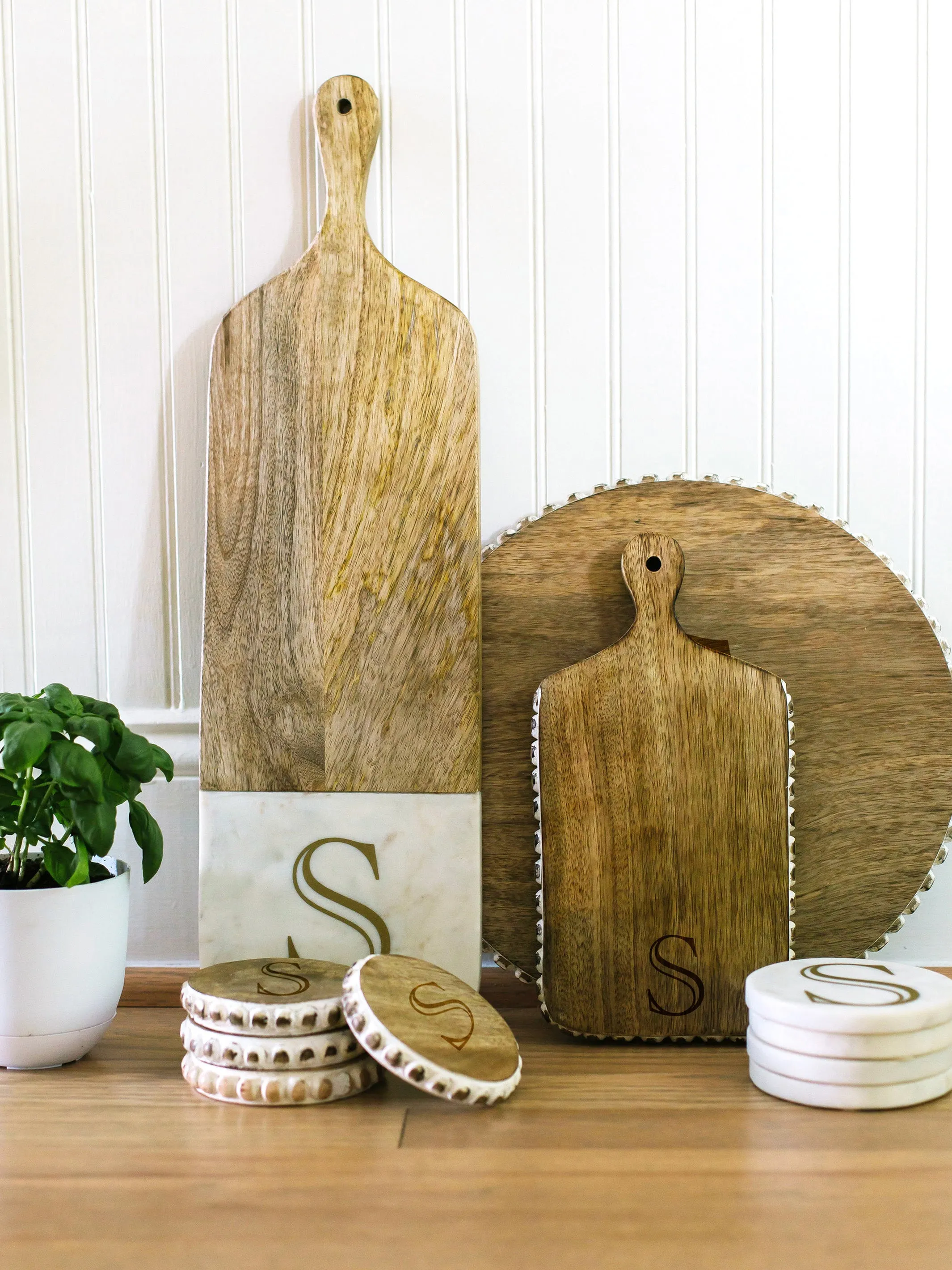 Initial Charcuterie Board | Marble and Wood