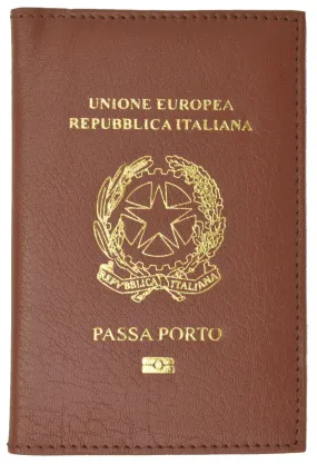 Italy Passport Wallet with Credit Card Holder Genuine Leather Passport Cover with Italy Emblem Imprint Passaporto 601 Italy