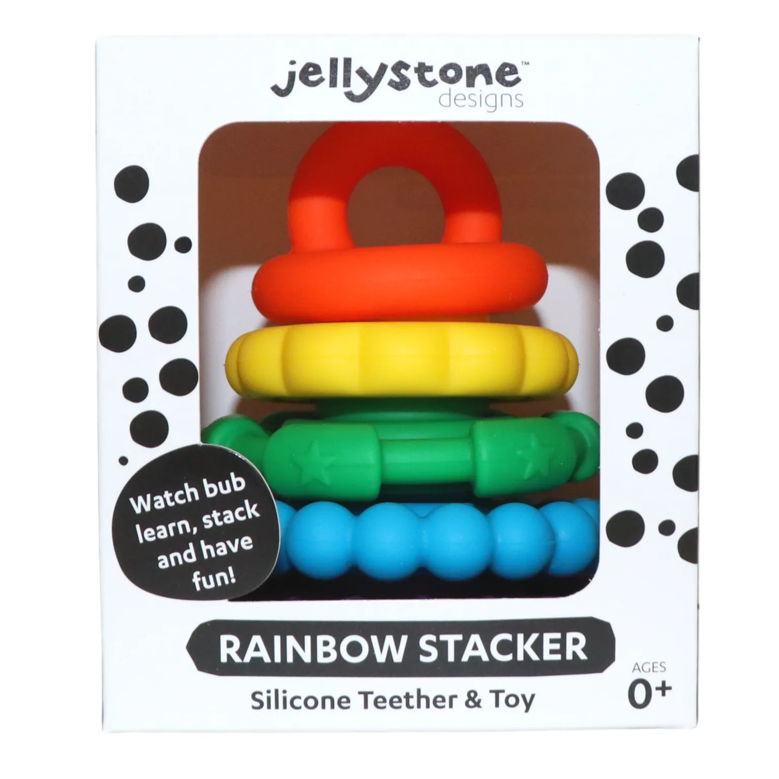 JellyStone Rainbow Stacker Teether & Toy - Rainbow