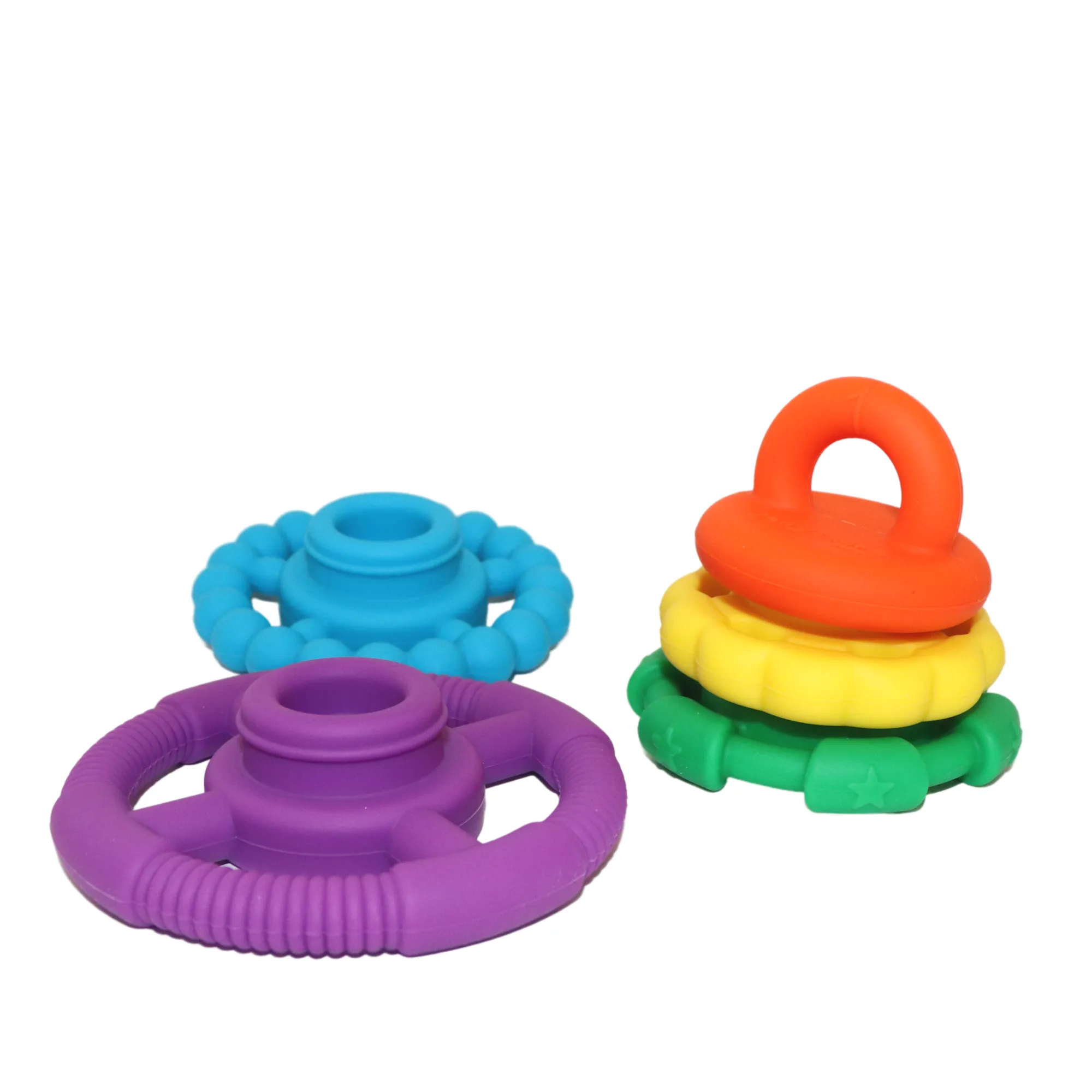 JellyStone Rainbow Stacker Teether & Toy - Rainbow