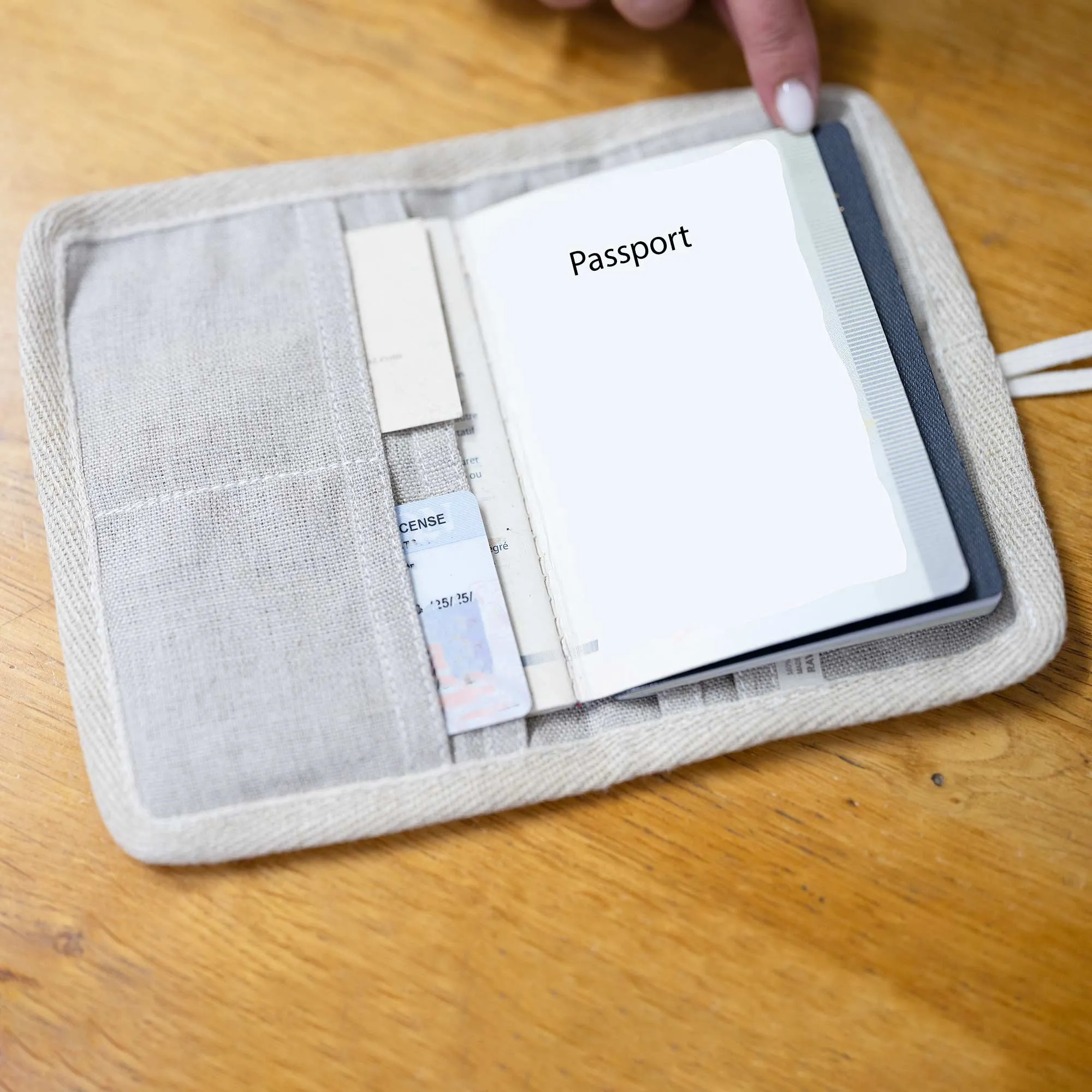 JOURNEYS 100% Organic Linen 2-Passport & 8-Credit Card Folio (OC Thread, Coconut Button, Organic Elastic, No Plastic, No Polyester, No Synthetics) (100% Biodegradable)