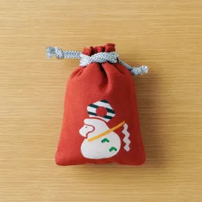 Katazome Small Talisman Bag - Monkey -,  Drawstring Pouch,  Japanese traditional craft bag