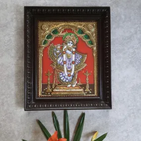 Krishna 3D Tanjore Painting - Traditional Wall Art