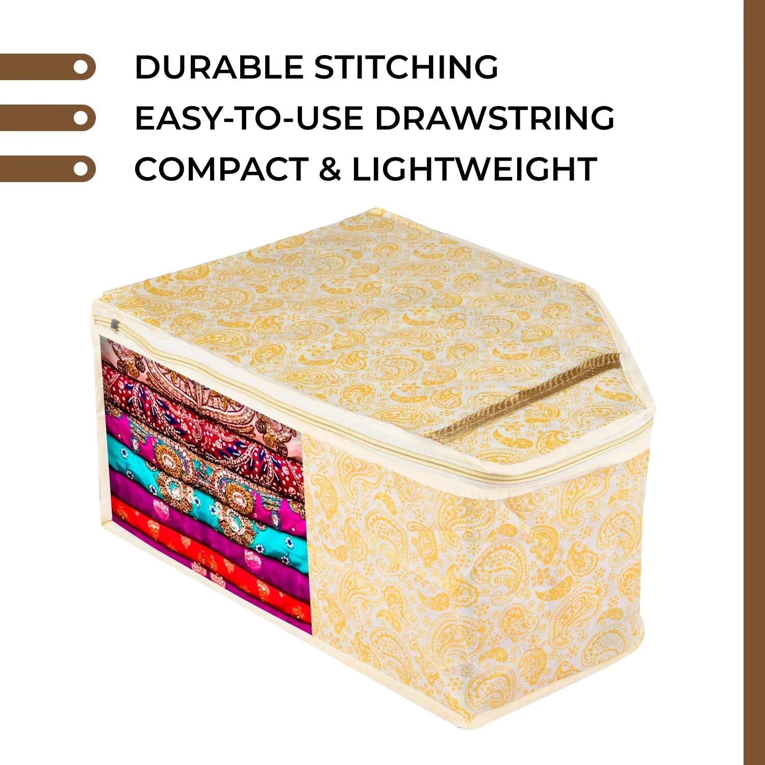 Kuber Industries Saree Cover & Blouse Cover Set | Saree & Blouse Organizer Combo Set | 2 Pieces Blouse & 2 Pieces Saree Cover Set | Zipper Closure | Carry-Design | Set of 4 | Yellow