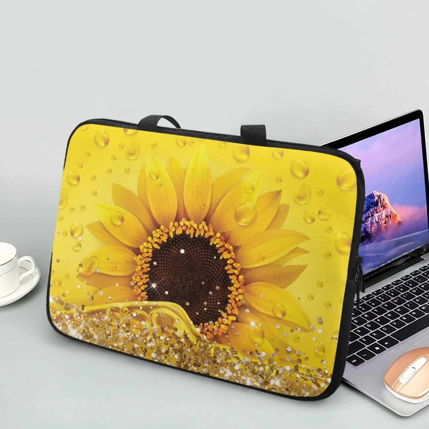 Laptop Sleeve with Handles - Sunflower