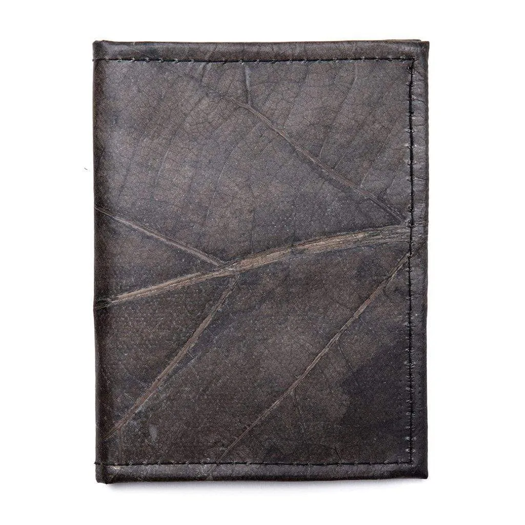 Leaf Leather Travel Wallet - Black