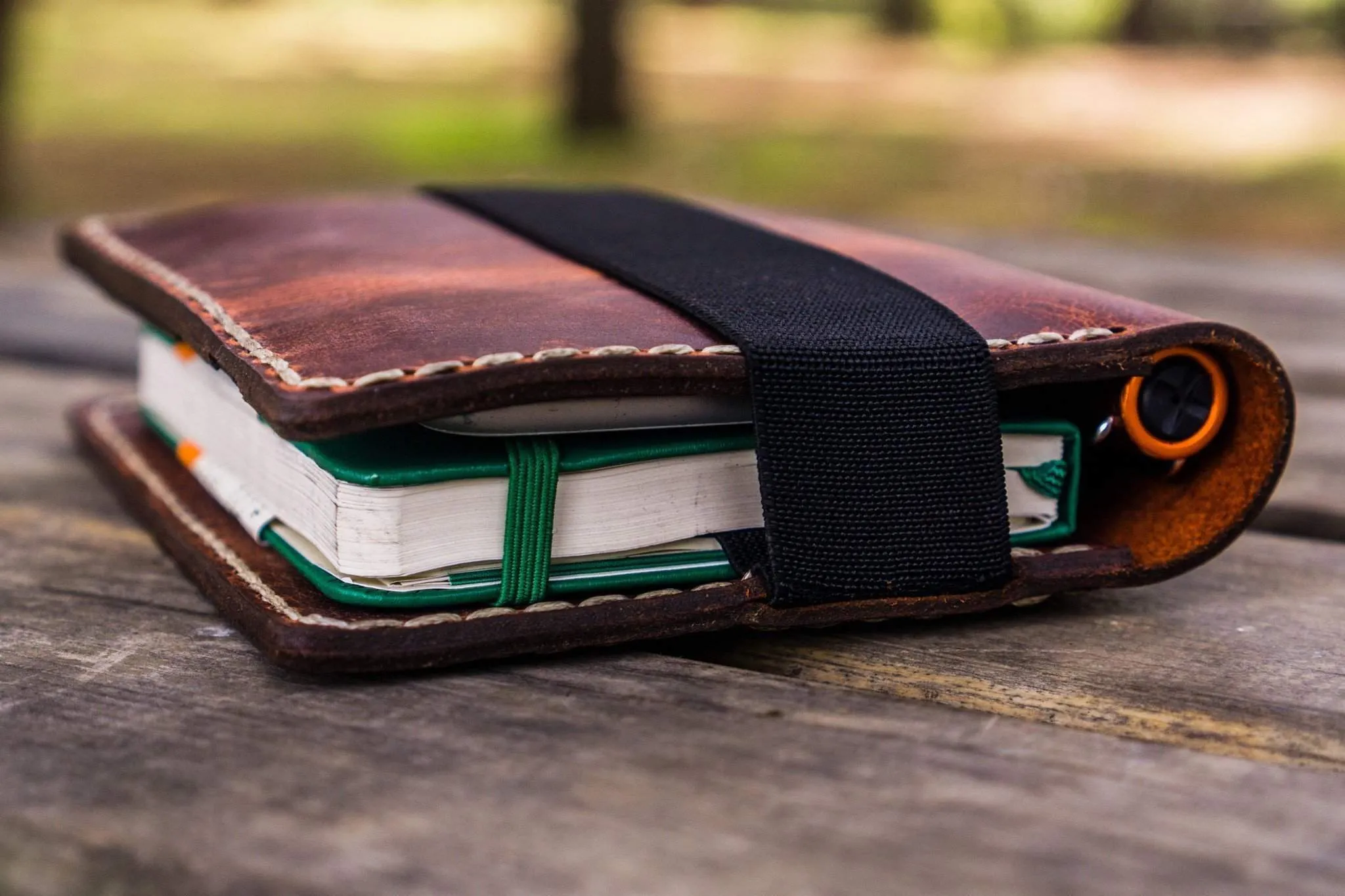 Leather Pocket Moleskine Journal Cover - Crazy Horse Orange