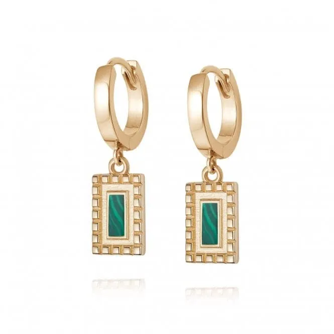 Malachite Ridge Palm Drop 18ct Gold Plated Earrings WE16_GP