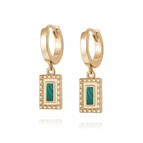 Malachite Ridge Palm Drop 18ct Gold Plated Earrings WE16_GP