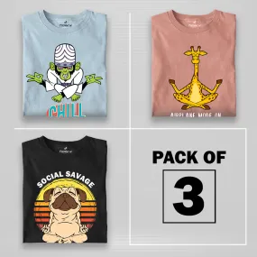 Men Graphic Half Sleeve T-Shirt Combo - Pack of 3