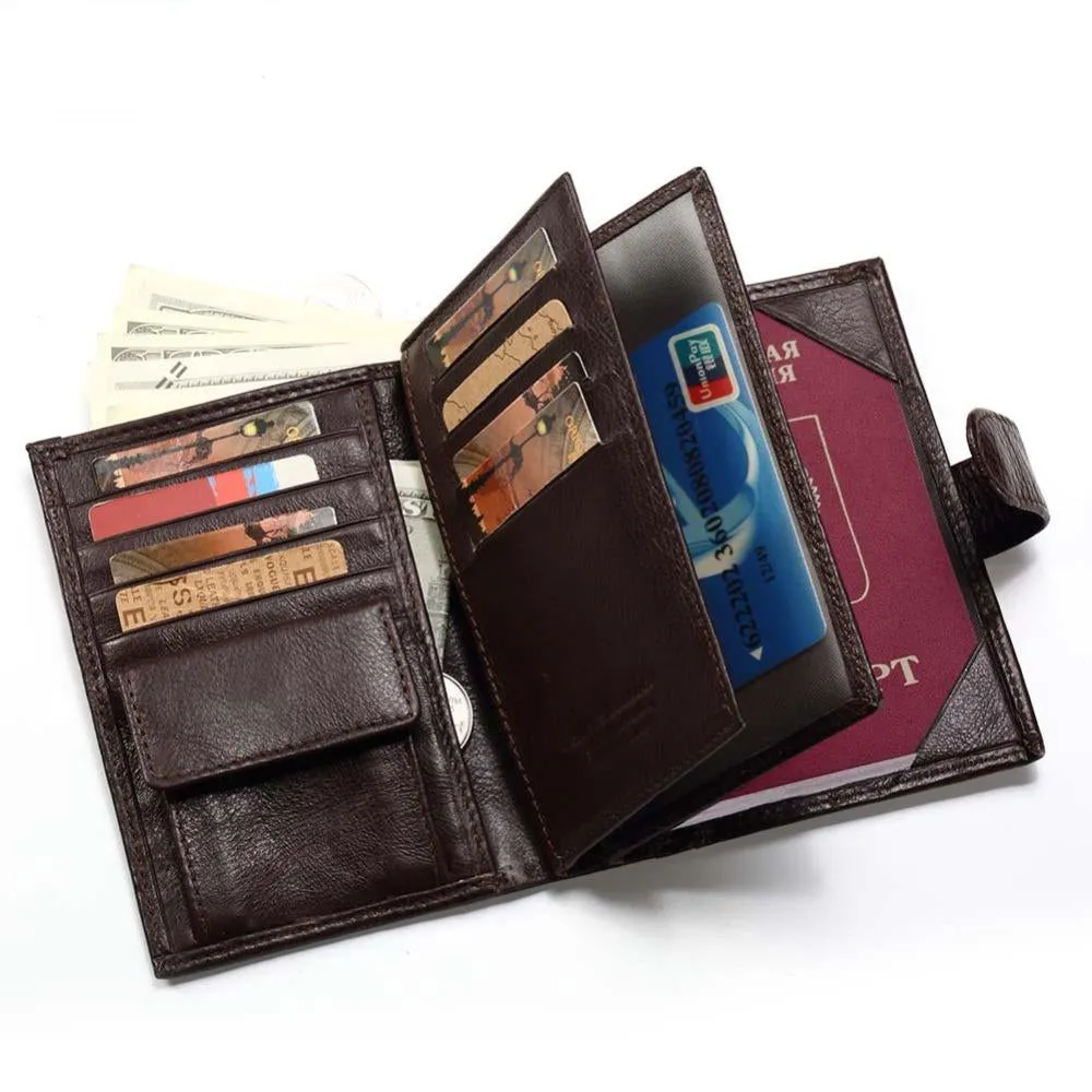 Men's Genuine Leather Wallet with Passport Holder