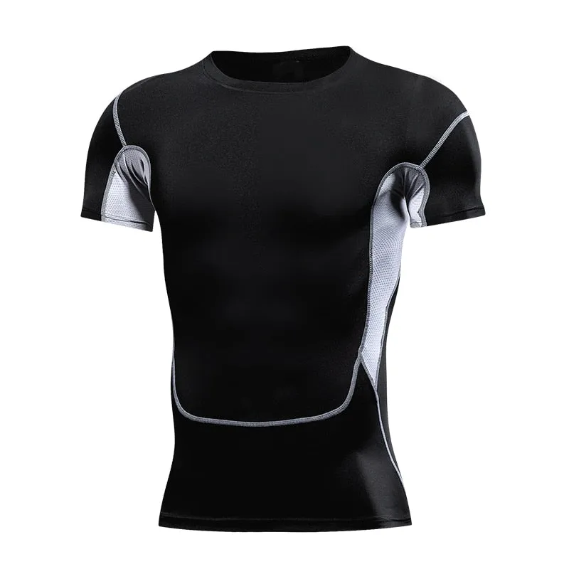 Mens Sport Compression Shirt Gym Tight Sweatshirt Running Top for Fitness T-shirt Bodybuilding Clothes Jogging Rashguard Dry Fit v1