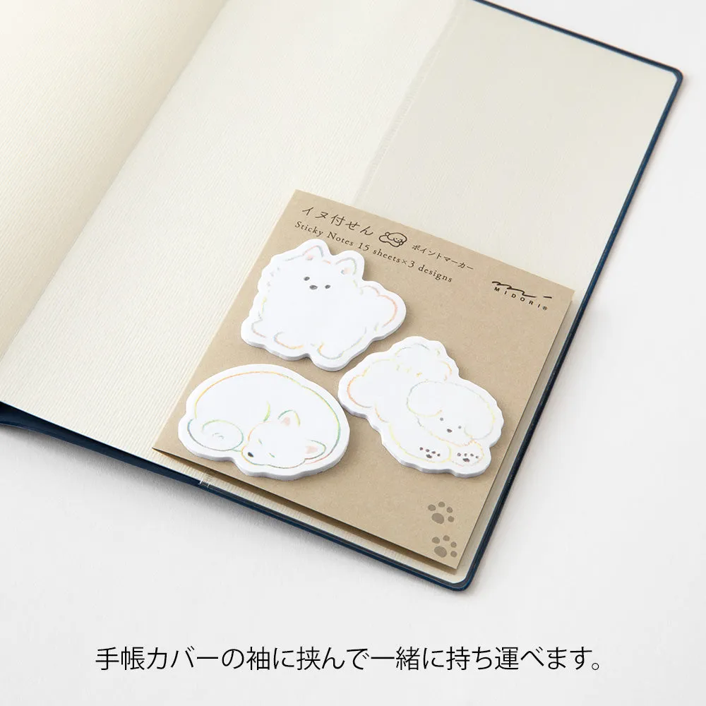 Midori Sticky Notes Point - White Dog