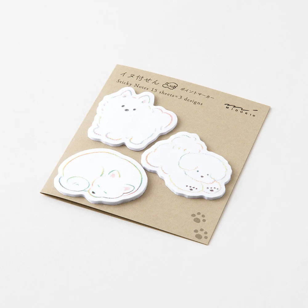 Midori Sticky Notes Point - White Dog