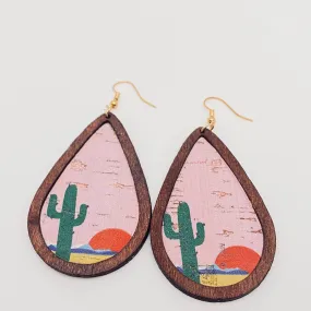 Mio Queena - Western Style Drop Shape Women's Wooden Earrings