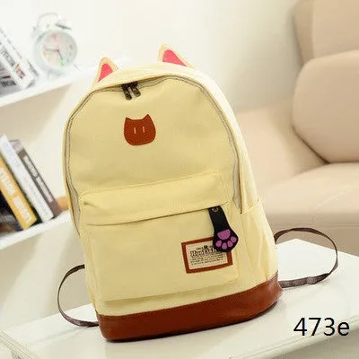 Miyahouse Canvas Backpack Women Casual School Backpacks For Teenage Girls Cartoon Women Bag Cute Cat Ear Children Backpack