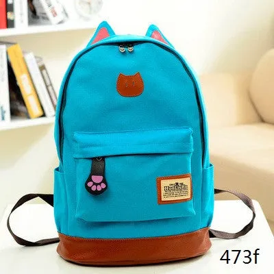 Miyahouse Canvas Backpack Women Casual School Backpacks For Teenage Girls Cartoon Women Bag Cute Cat Ear Children Backpack