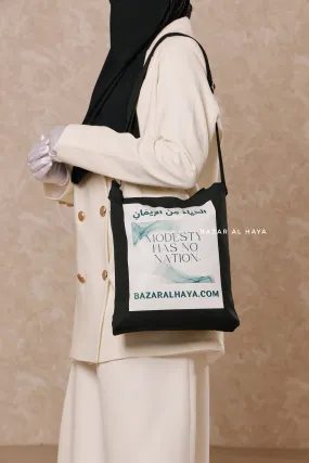 “Modesty Has No Nation” Black Cotton Tote Bag