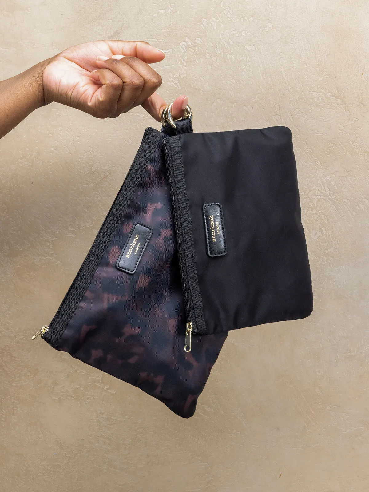 Parent Pouch Set Black & Leopard