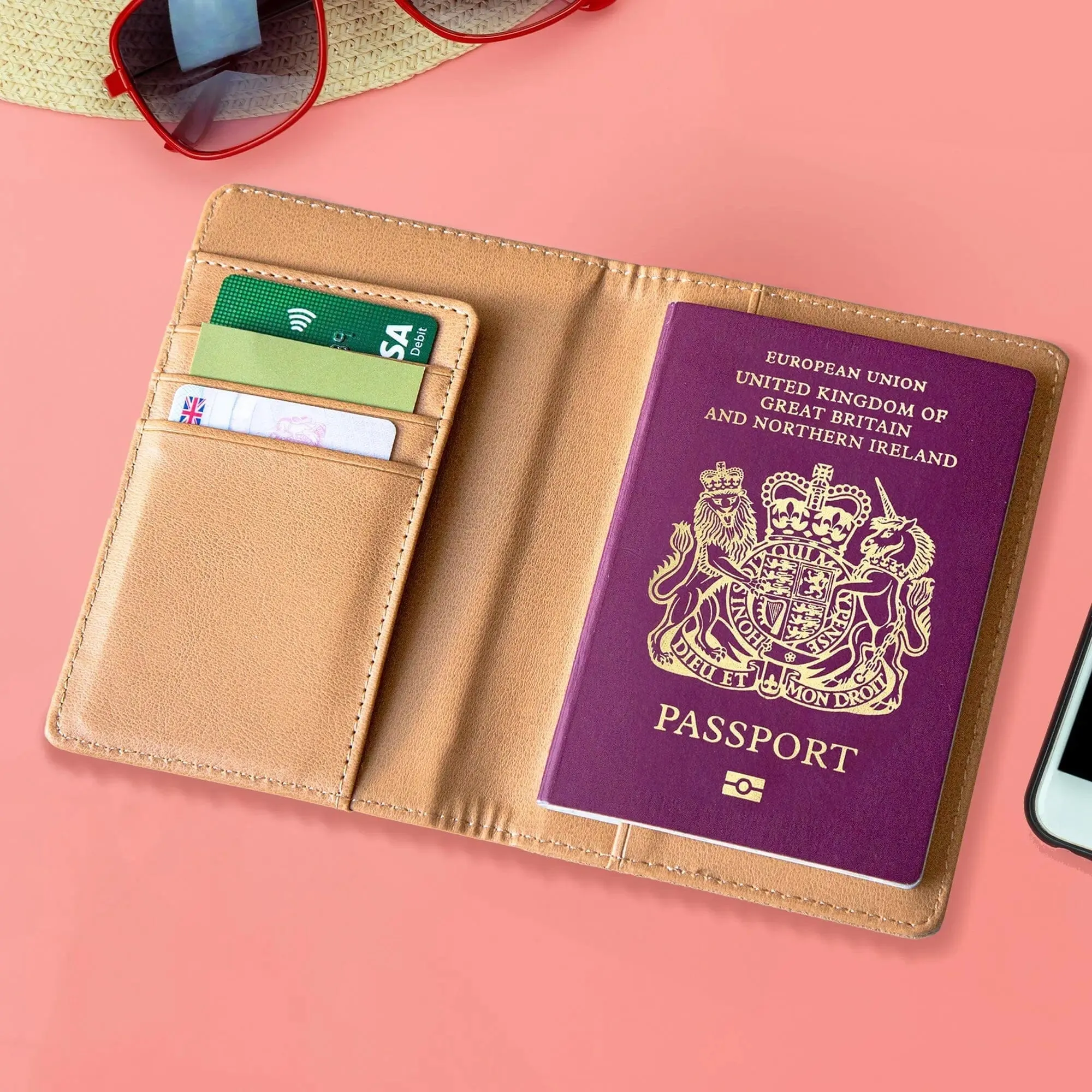 Personalised Natural Cork Passport Holder RFID Blocking