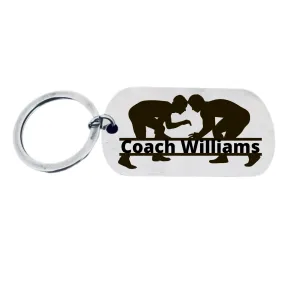 Personalized Engraved Wrestling Coach Keychain - Pick Style