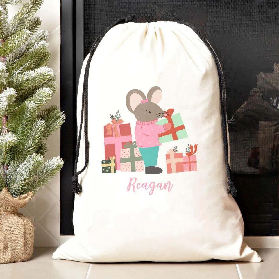 Personalized Girls Jumbo Santa Gift Bags