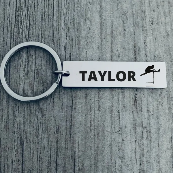 Personalized Track And Field Hurdles Keychain