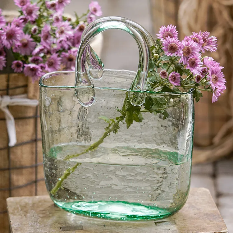 Pink Tote Bag Glass Vase