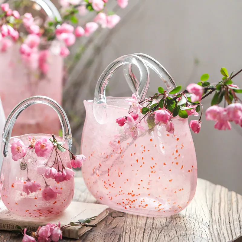 Pink Tote Bag Glass Vase