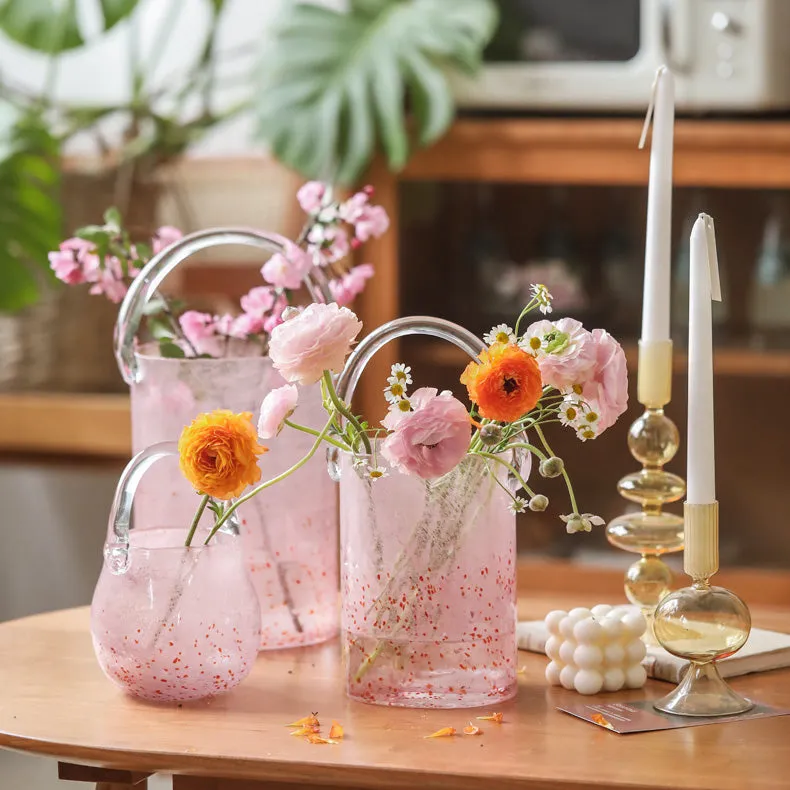 Pink Tote Bag Glass Vase