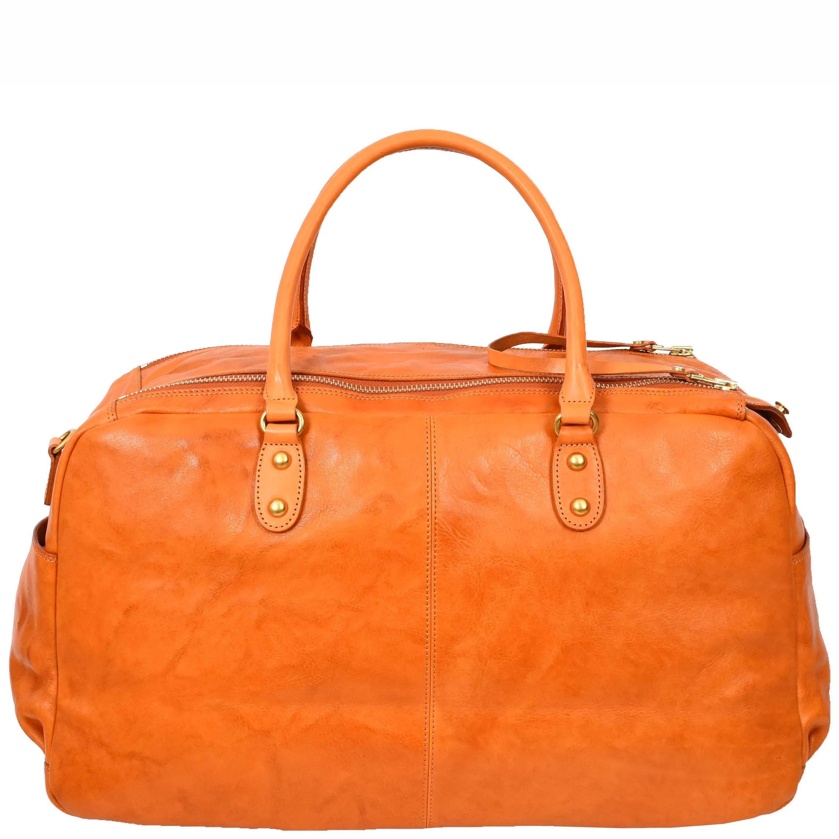 Premium Leather Travel Duffle Veg Tanned Holdall Weekend Casual Stylish Bag Zoom Orange